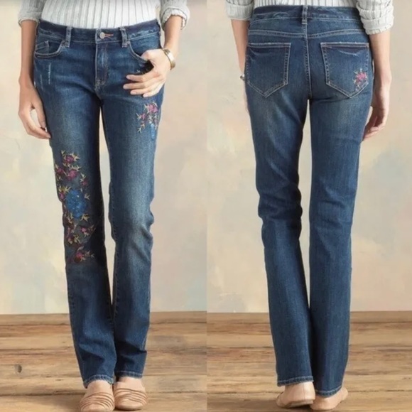 Sundance Jeans Sundance Womens Magnolia Embroidered Handpainted Jeans 29 Blue Floral